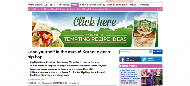 Hip Hop Karaoke in the Daily Mail! Hip Hop Karaoke in the Daily Mail!